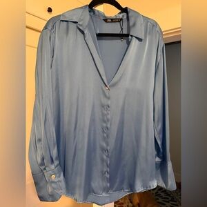 Zara Sky Blue Sleek Blouse